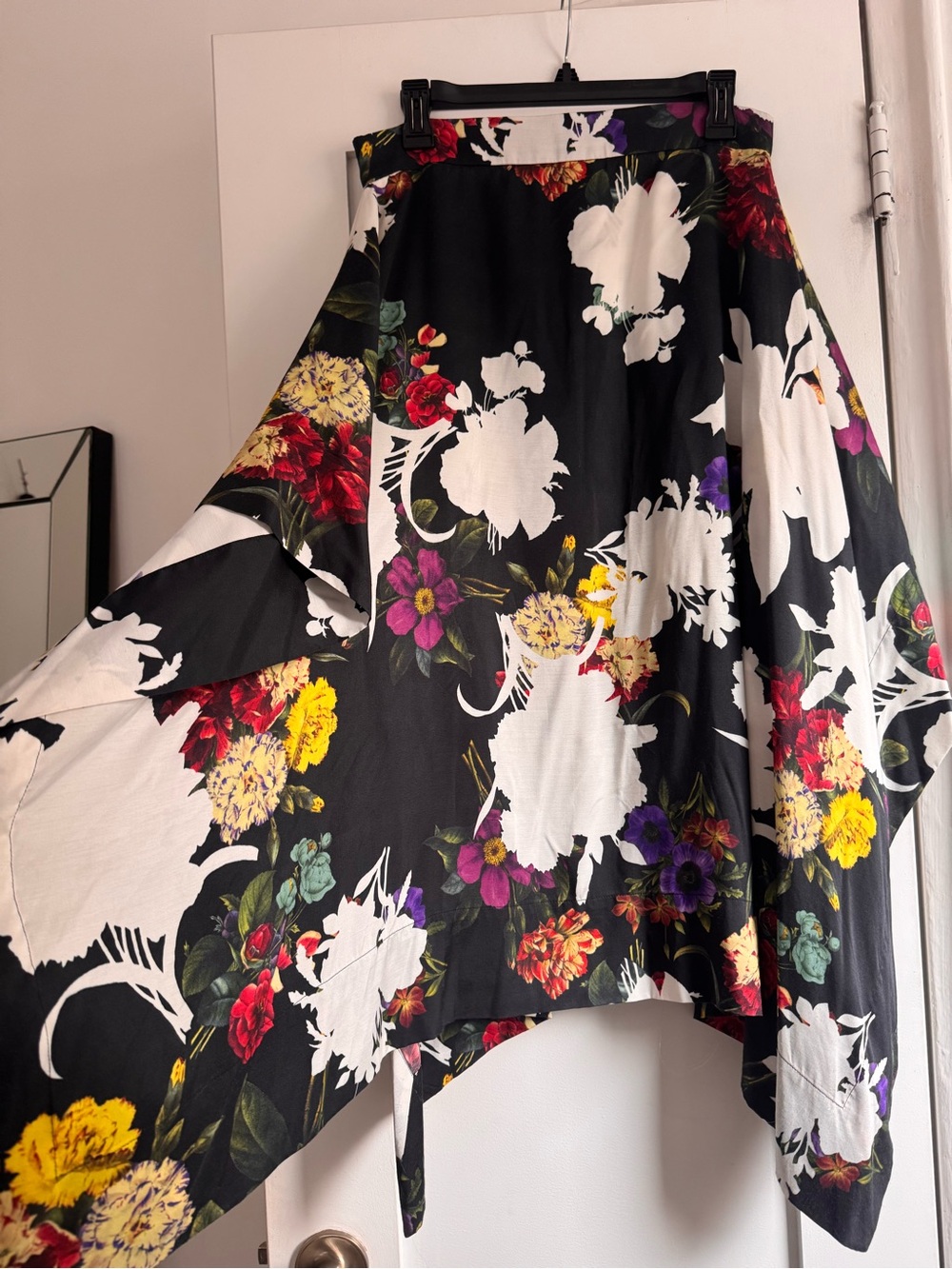 Vivienne Westwood Black Asymmetrical Floral Midi Skirt